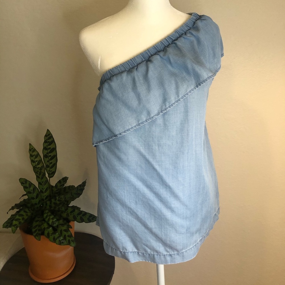 Vince Camuto chambray one shoulder top